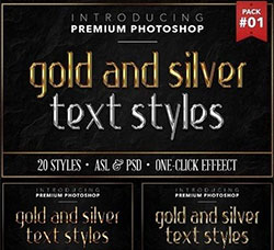 极品PS样式－20个镀金镀银效果(第一套/含PSD文件)：Gold & Silver #1 - 20 Styles